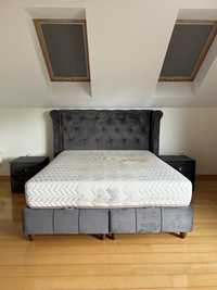 Łóżko tapicerowane 160x200 welur pikowane chesterfield sypialnia