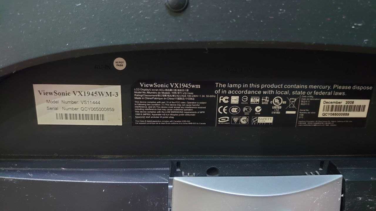 Монітор 19'' viewsonic vx1945wm-3