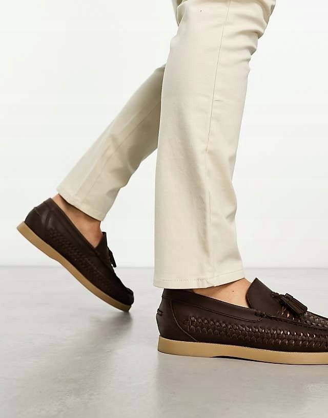 Asos Design 46 Brązowe Skózane Loafersy H16351