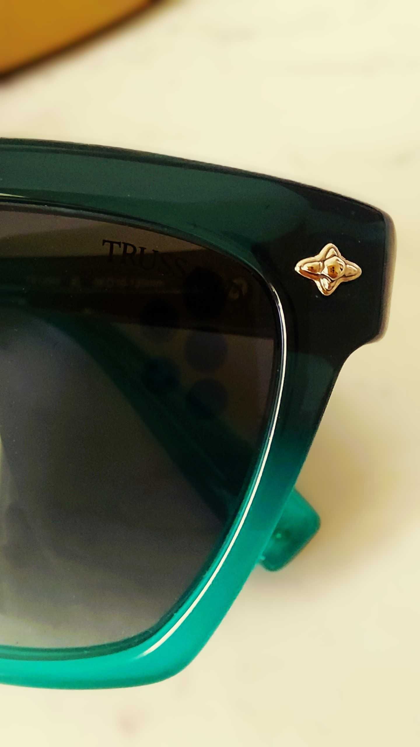 Okulary przeciwsłoneczne Trussardi czarno turkusowe