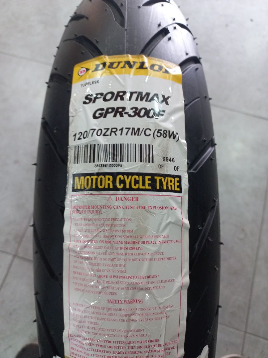 pneu novo mota 120/70/17 dunlop sportmax gpr 300