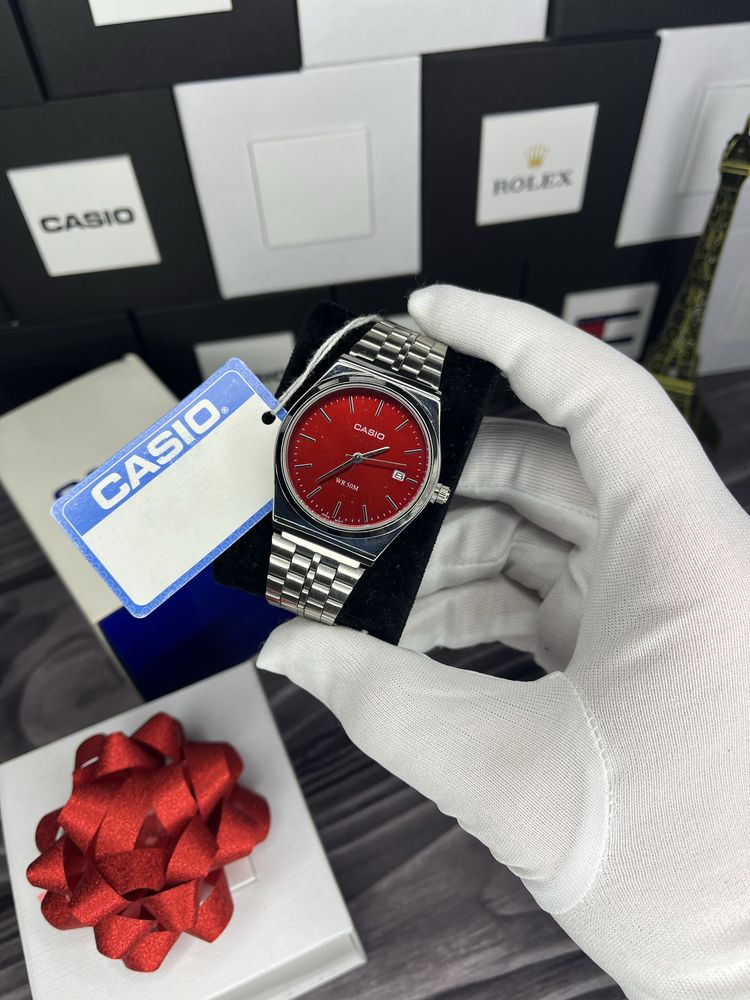 Casio B145 срібний годинник чоловічий на браслеті кварц