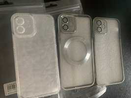 Etui na telefon Iphone 12 srebrne z kołkiem 3 szt
