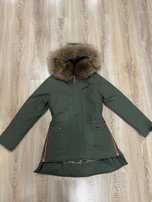 Kurtka zimowa lis futro naturalne parka