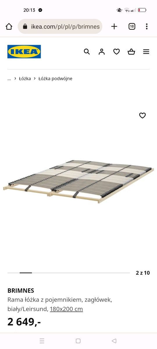 Łóżko Ikea 180x200