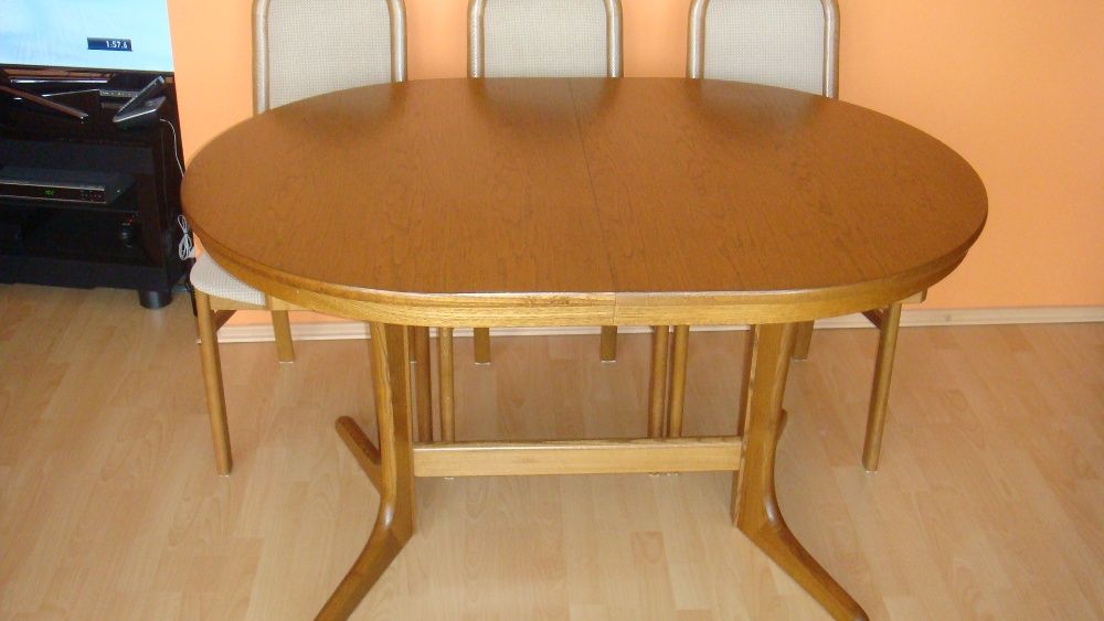 Stół dąb naturalny rozkładany i 6 krzeseł
