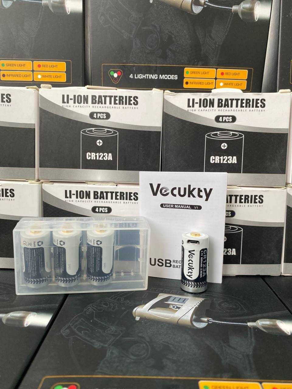 Акумулятор VECUKTY CR123A Батарея c USB Li-ion3.7V 800mAh2.96Wh+кабель