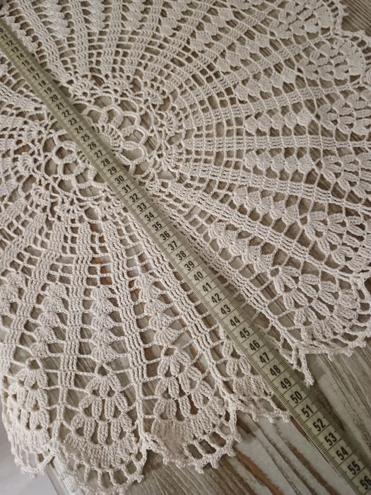 Duża serweta szydełkowa 50cm ecru do koszyka i nie tylko