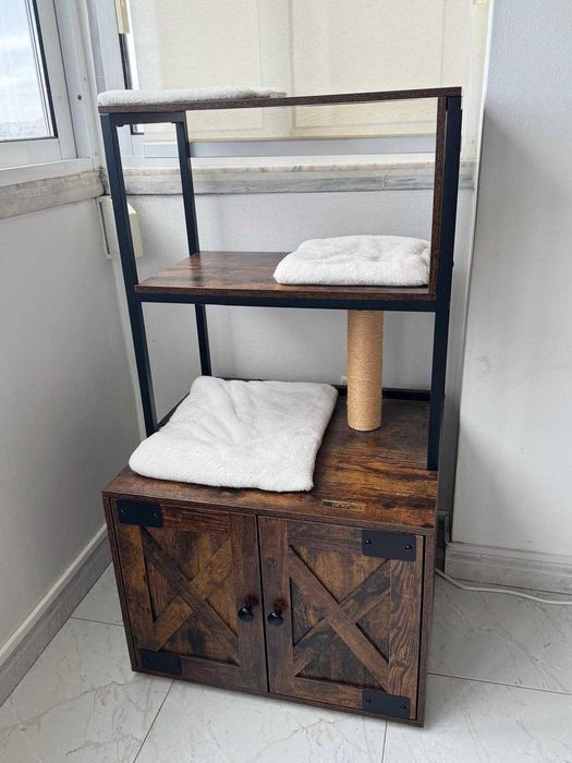 Armário com arrumação com poleiro para gato