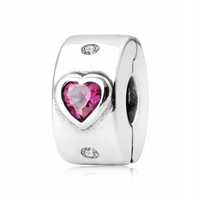 Charms zawieszka Klips Serce do Pandora srebro S925+gumka AN1028