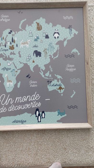 Quadro criança 50x70 cm mapa mundo