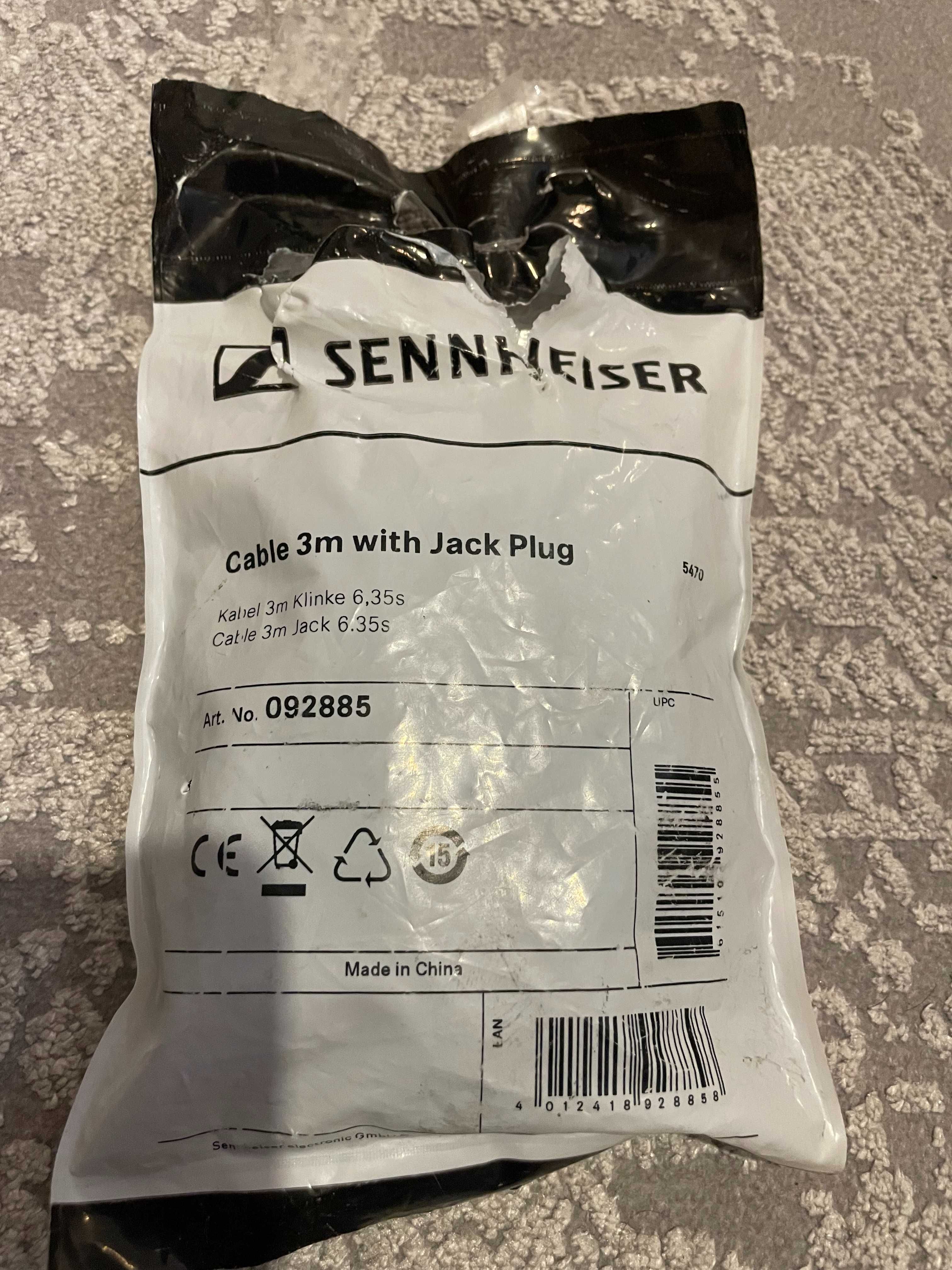 Kabel Sennheiser do słuchawek HD 600 3m jack 6,3mm oryginał nieużywany