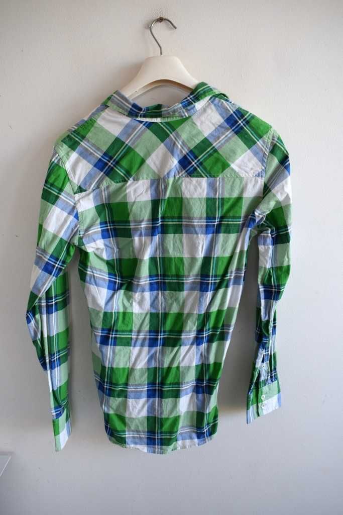 Fishbone slim fit koszula w kratkę m