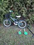 Rower 16'' BMX mexller czarno zielony boczne kółka, rączka