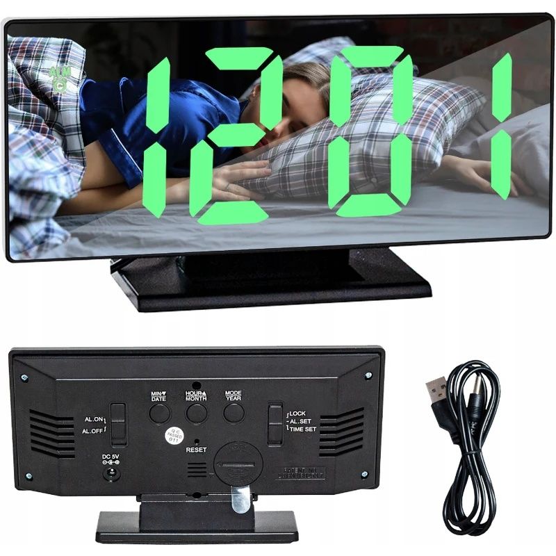 Zegar led termometr lustro usb Nowe