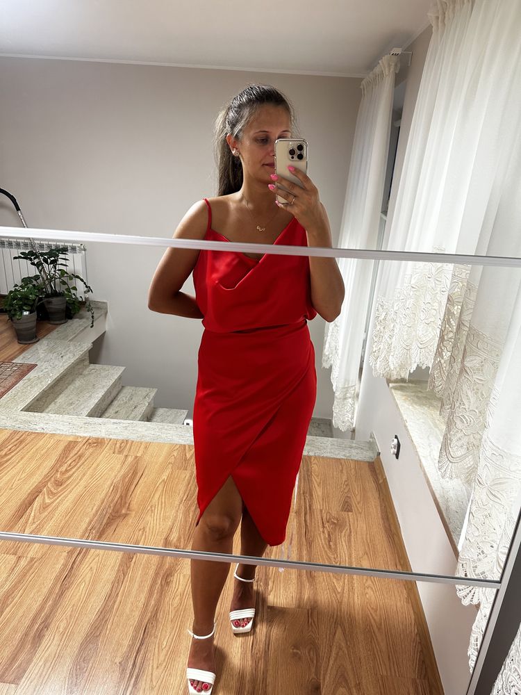 Nowa satynowa sukienka missguided rozmiar 46 wesele impreza