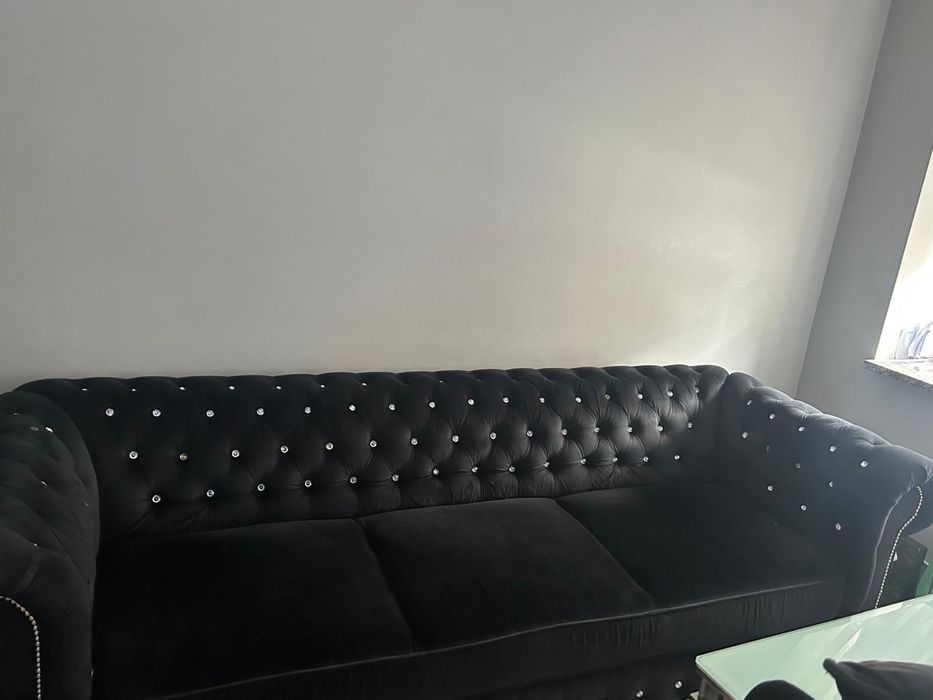 Sofa 3osobowa z krysztalkami glamour rozkladana