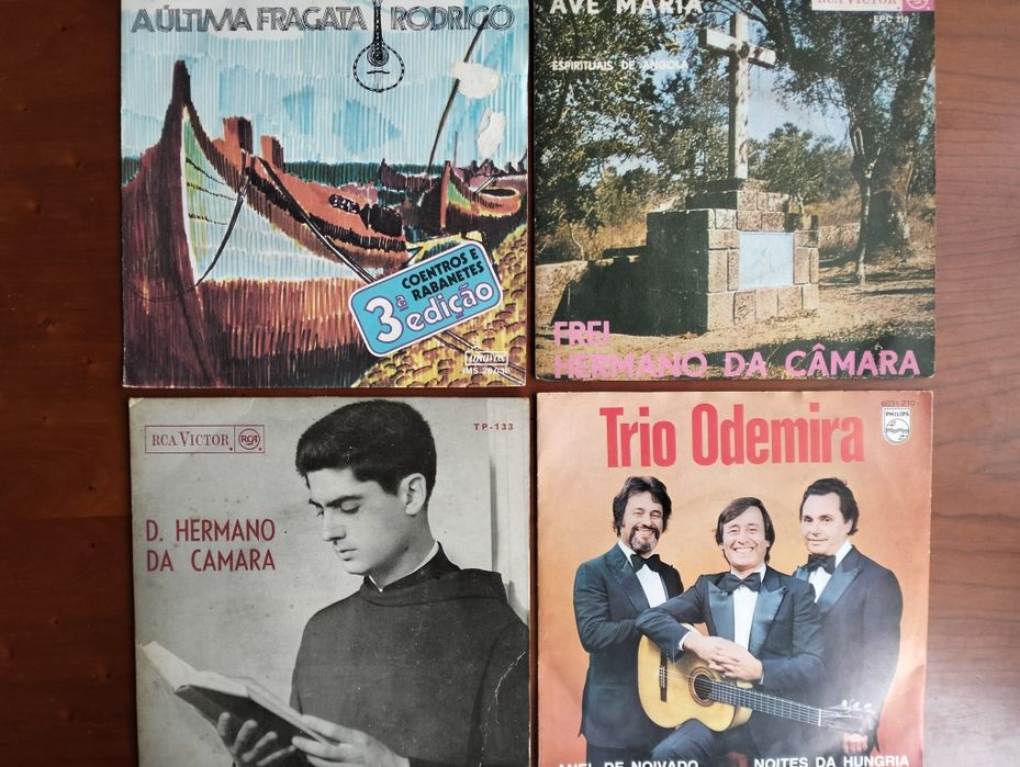 Lote de 4 discos de vinil single musica portuguesa