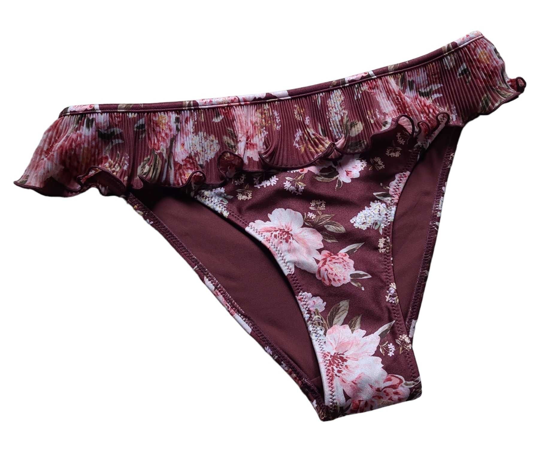 Nowe majtki strój kostium kąpielowy wzór w kwiatki bikini 34,XS H&M