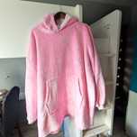 Ciepła Bluza Oversize Koc Szlafrok bluza z kapturem bluzokoc 2w1 różow