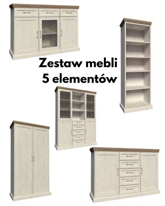 Zestaw mebli salon jadalnia witryna styl angielski komoda