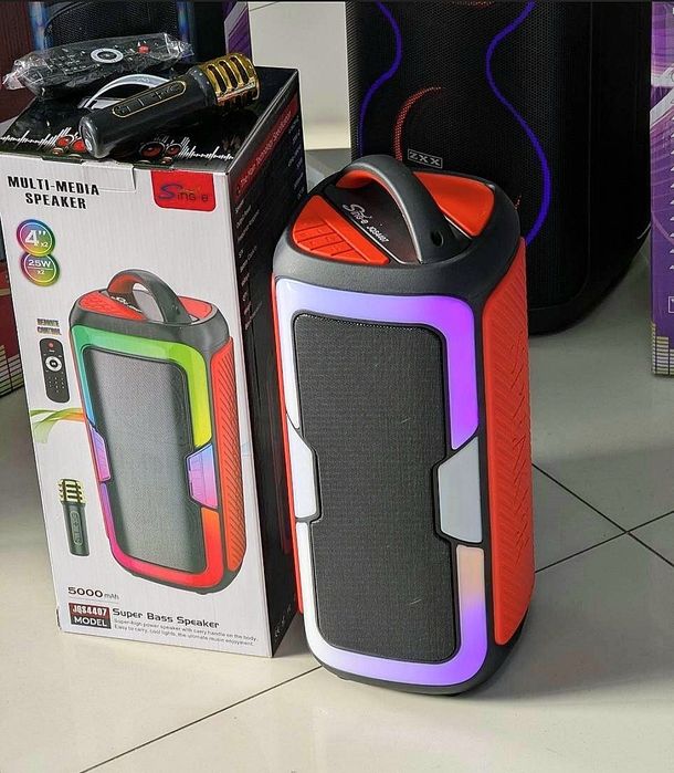 Портативная колонка Bluetooth JQS с караоке, подсветкой и басами.