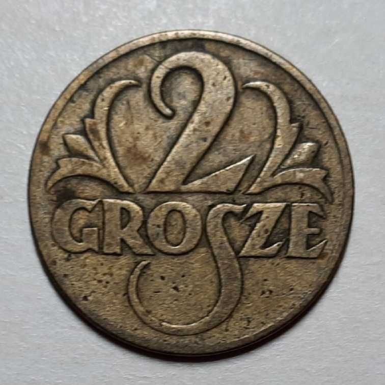 4 monety 2 grosze z lat: 1937, 1938, 1939 i 1923