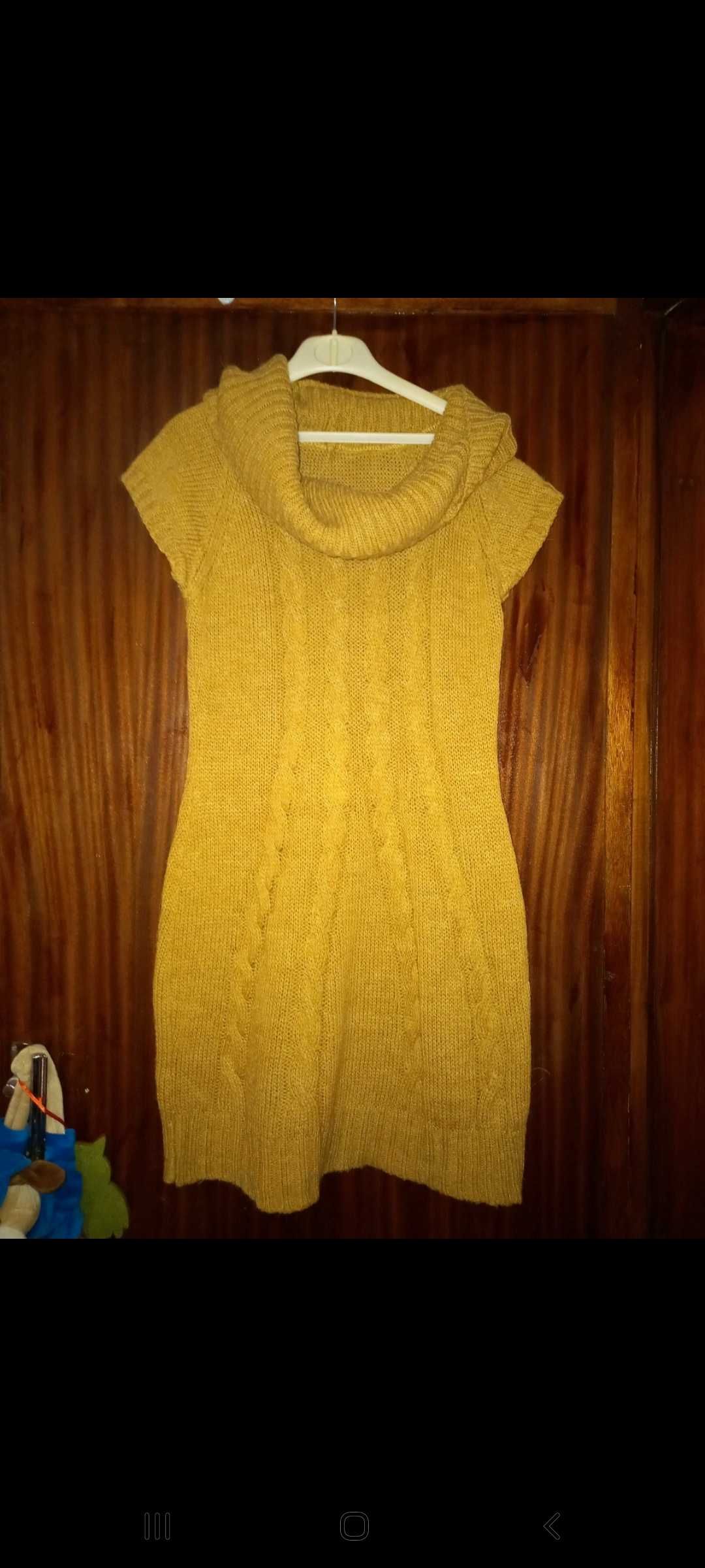 Vestido de malha, amarelo torrado - S  - Mango
