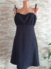 Mała śliczna czarna rozciagliwa sukienka letnia z marszczeniami H&M S