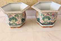 Par Cachepot Vasos em porcelana Chinesa Jiaqing XX 43 cm x 27 cm A