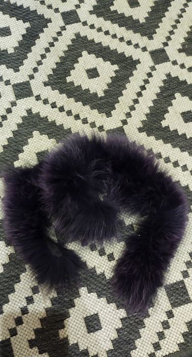 Futerko naturalne obszycie kaptura fioletowe