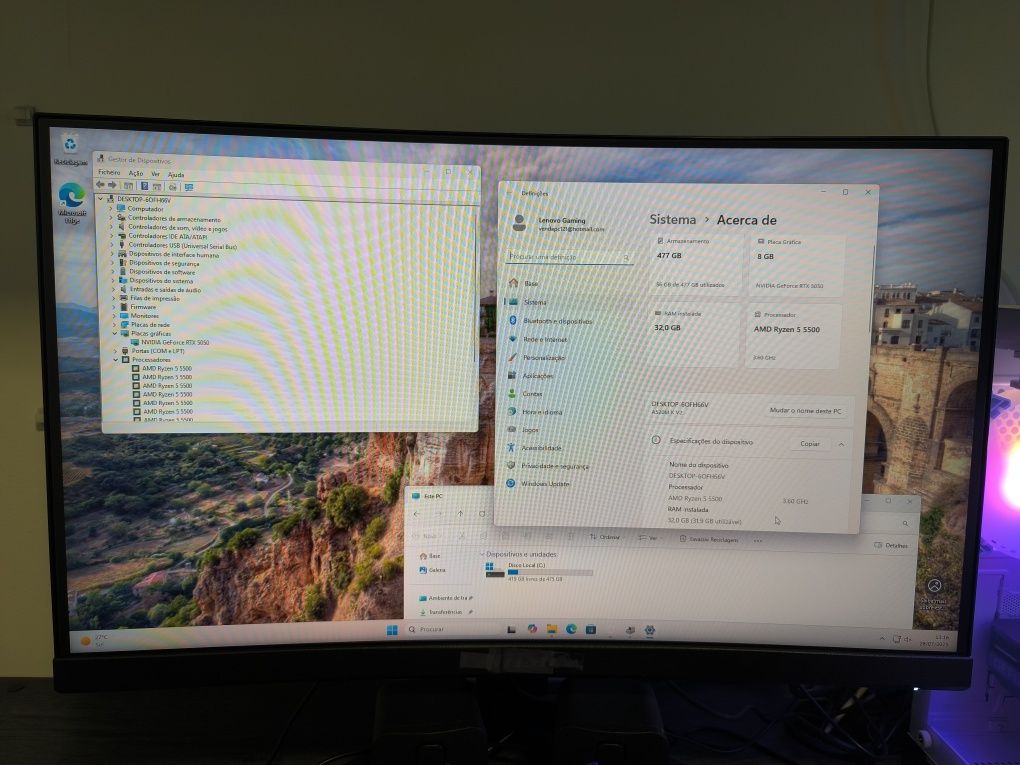 PC RTX 5050 32 + Ecrã + Teclado e Periféricos