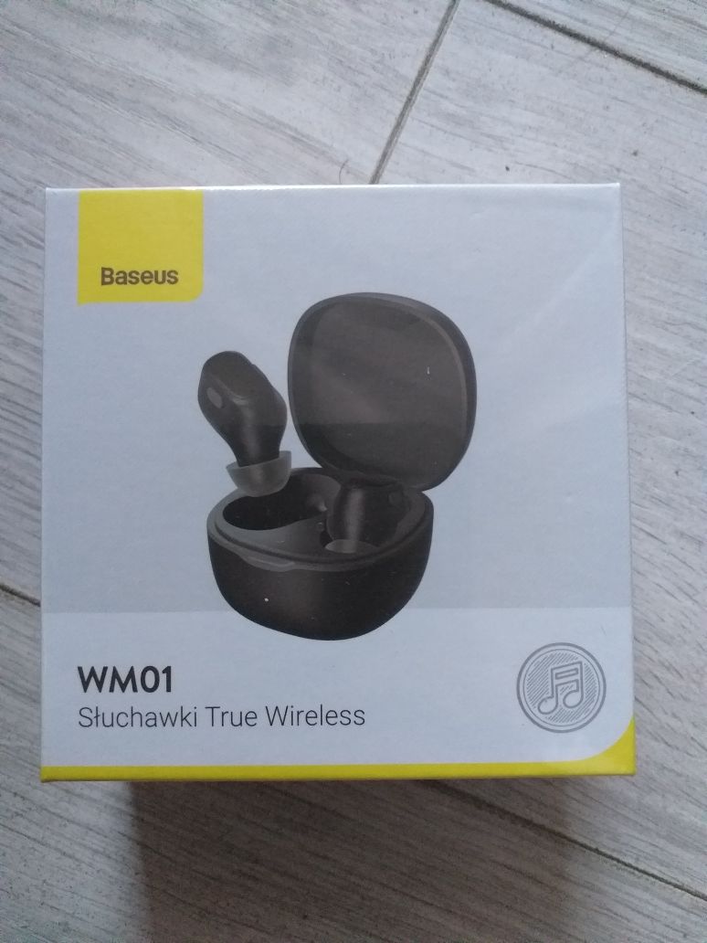 Czarne słuchawki bezprzewodowe True Wireless Baseus Encok WM01