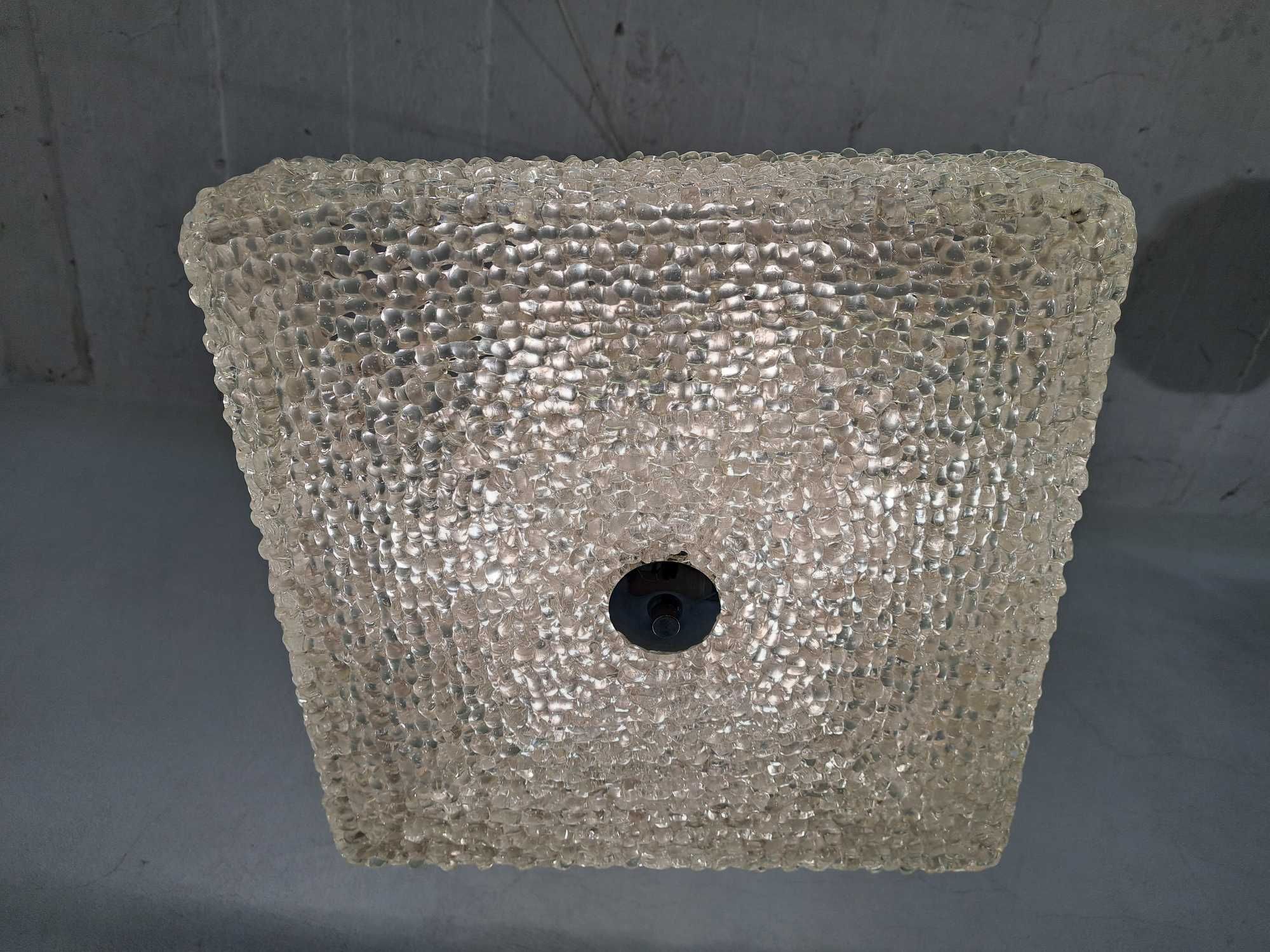 Lampa kwadratowa Austrolux plastik akryl klosz chrom lodowe szkło