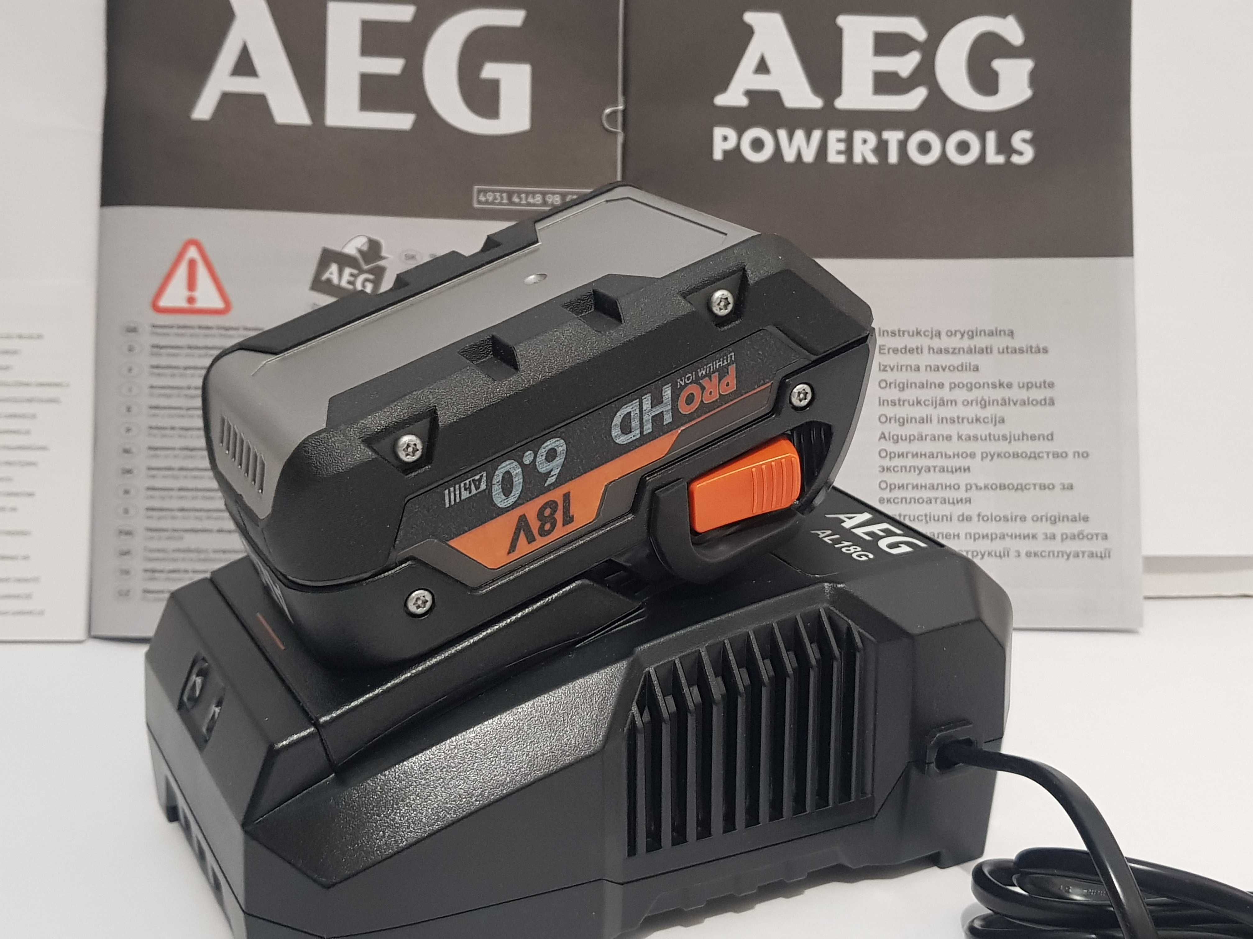 Zestaw AEG 18v 6Ah akumulator i ladowarka bateria ridgid Germany