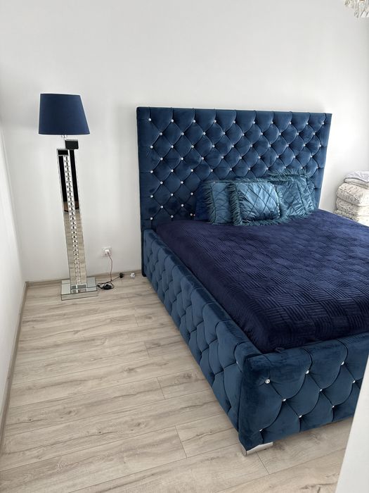 Lampa stojąca glamur Lustrzana klosz velvet