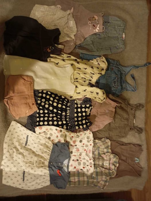 zestaw ubranek dziewczynka 6-9, 9-12 msc 74 80cm