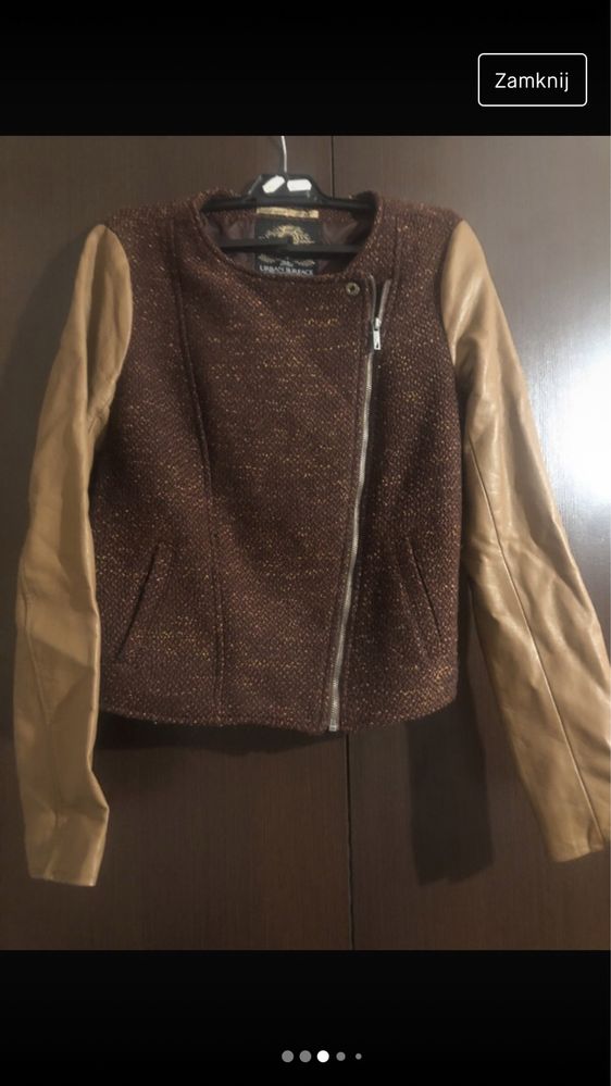 Brązowa ramoneska ze złotą nitka Butik