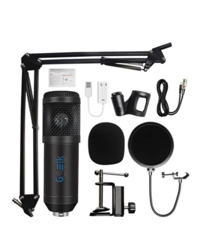 Microfone Goeik Bm-800 com Tripé, Suporte, Clipe, Placa USB, Esponjas