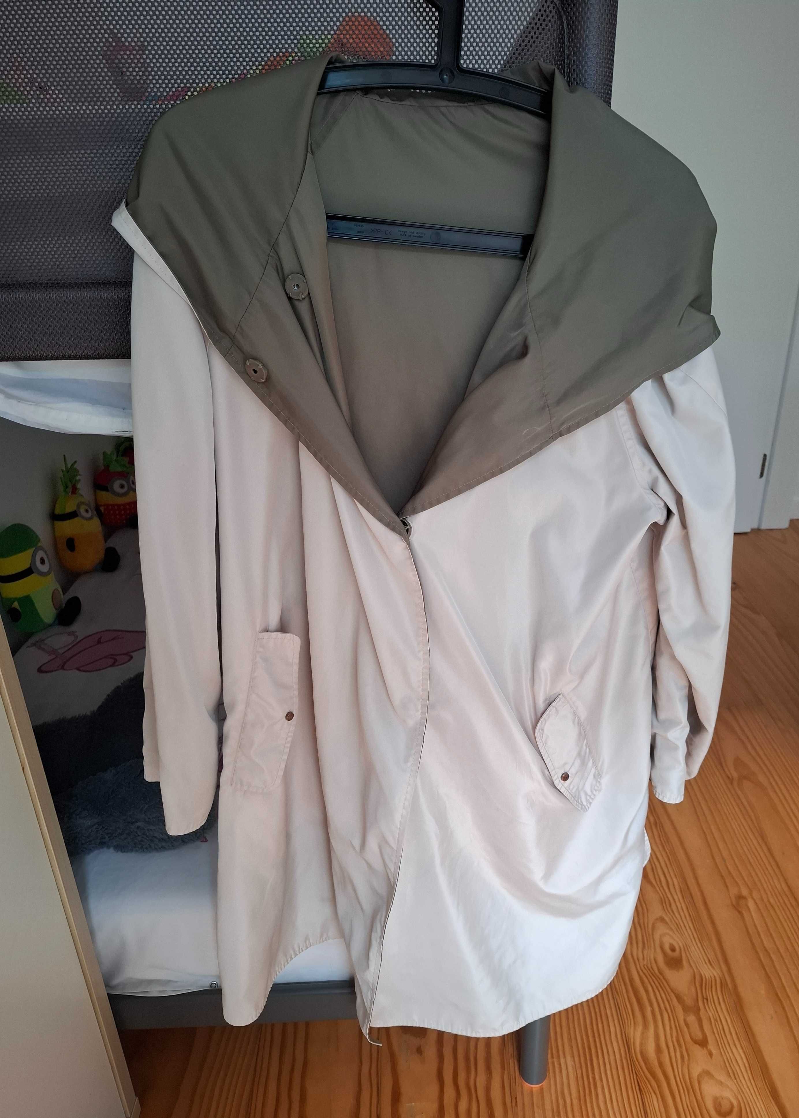 parka de dupla face. Verde e Bege
