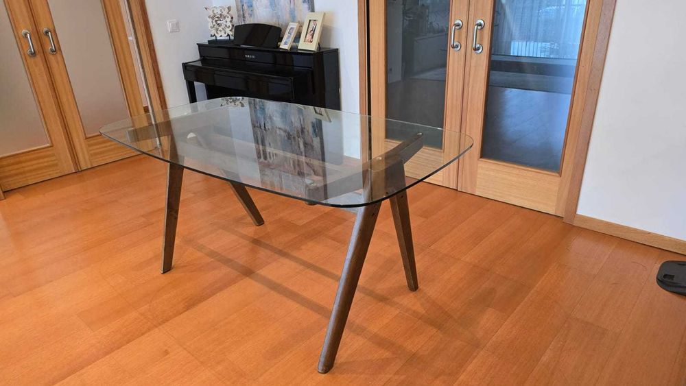 Mesa de Jantar Kenay Home - Tampo de Vidro 4 lugares