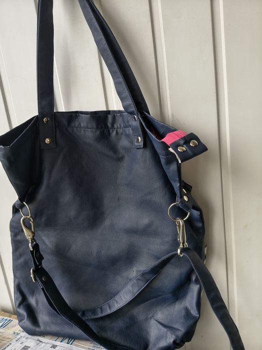 Granatowa torba a4 shopper na ramię handmade mana mana