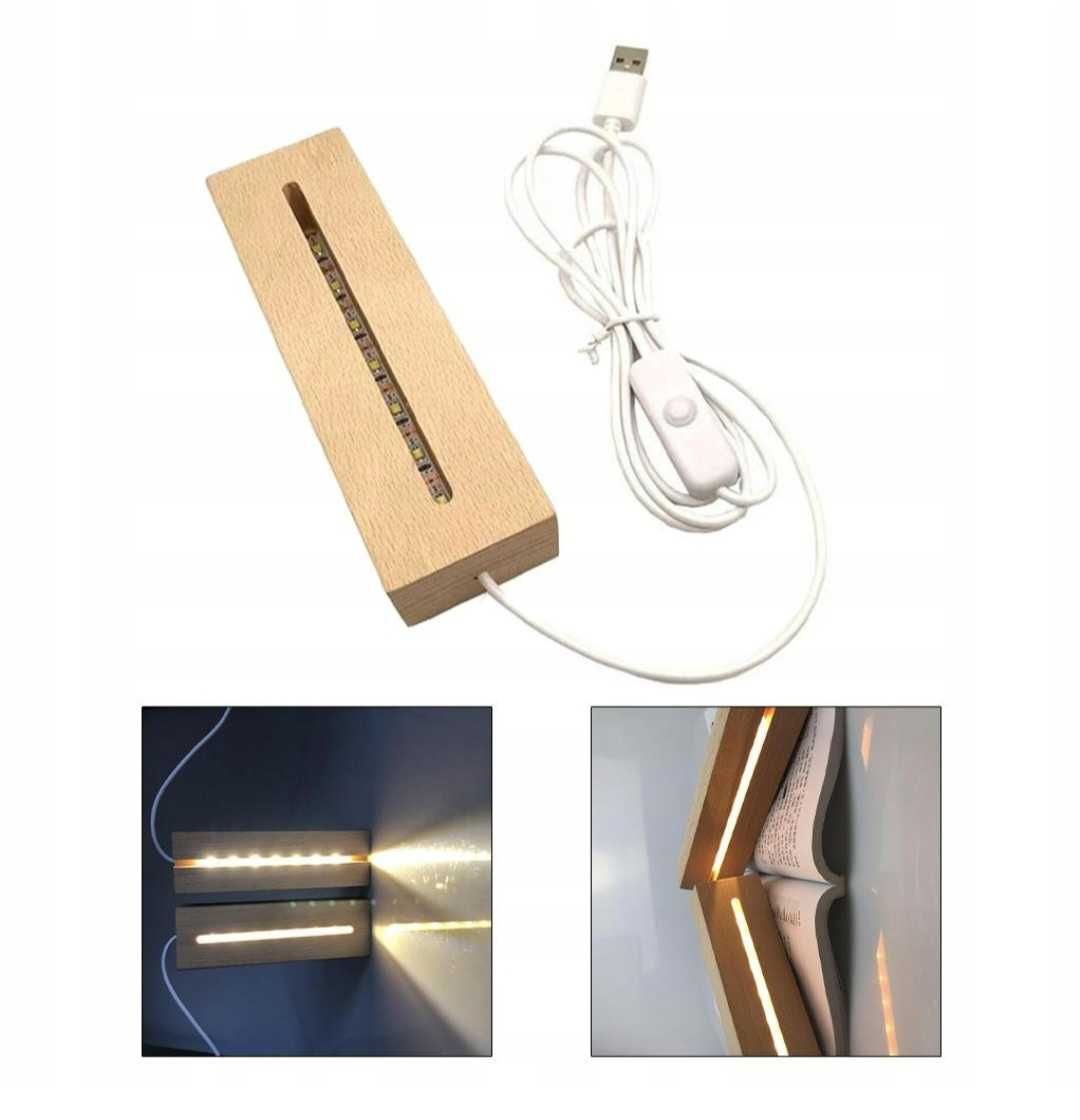 Podstawa lampki nocnej LED, drewniane  podstawa zasilana przez USB