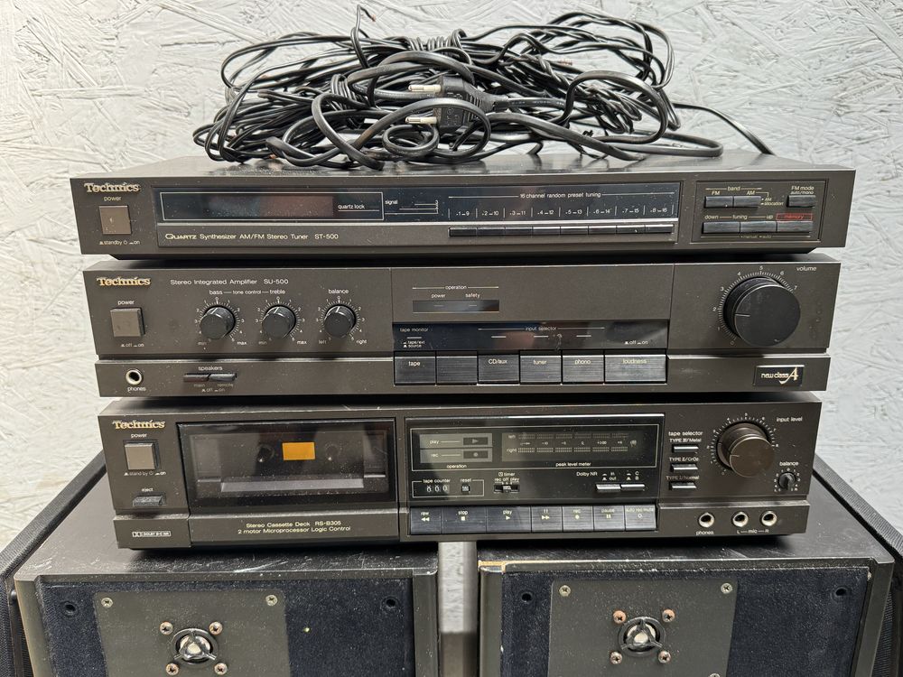 Wieża Technics z kolumnami HECO deck wzmacniacz tuner