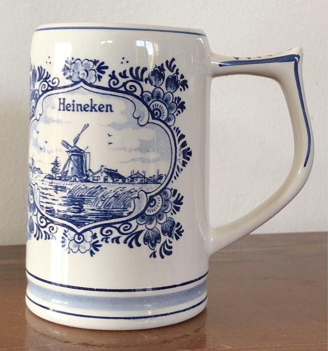 Oryginalny holenderski kufel Heineken GKB Delftblue Holland retro beer
