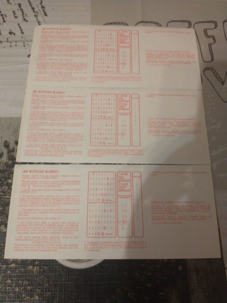 Sprzedam stare kupony Lotto