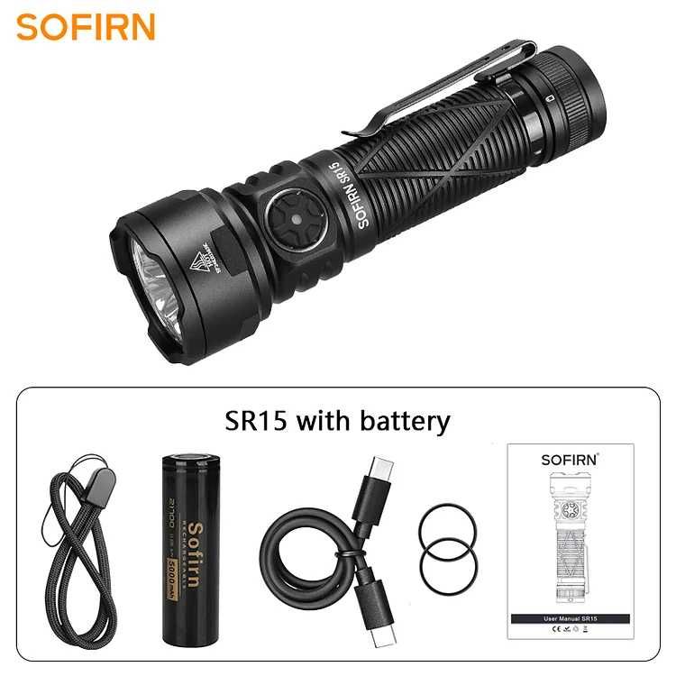 Latarka Sofirn SR15 4500lm USB-C z funkcją Powerbank + akumulator