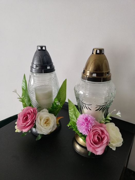 Znicze zdobione kwiatami 70h palenia