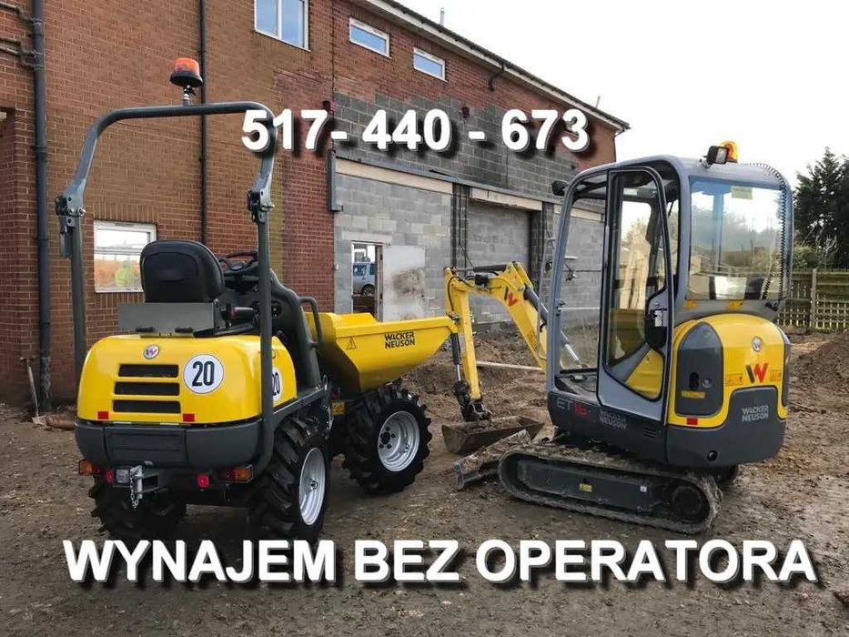 Wynajem Wozidła, Taczki budowlanej samozaładowczej, Koparek, wywrotka