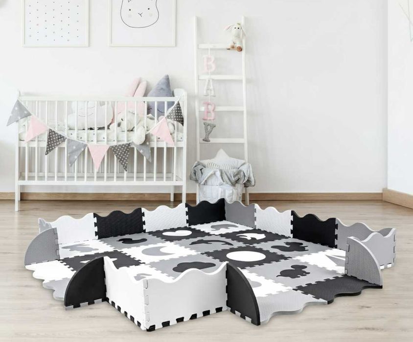 DUŻA Mata Piankowa Puzzle Edukacyjna Dla Dzieci Kojec Składana Gruba